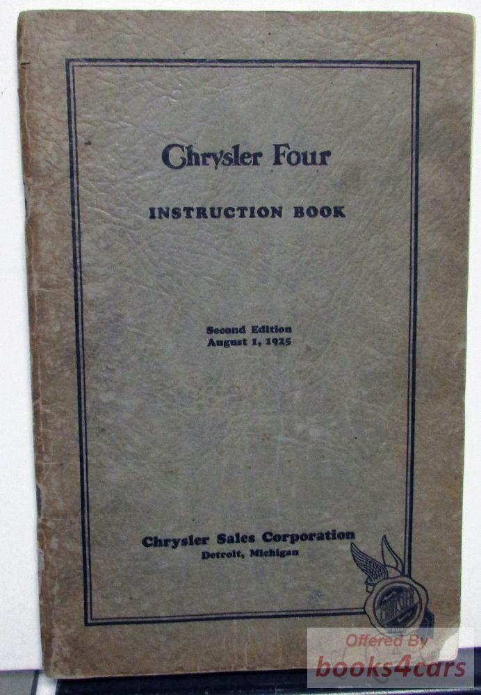 view cover of 1925 Owners Manual by Chrysler Four