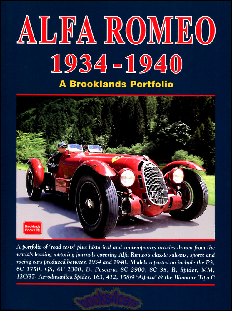 view cover of 1934-1940 Alfa Romeo 184 pages about 1934-1940 Alfa's compiled into Portfolio book form by Booklands