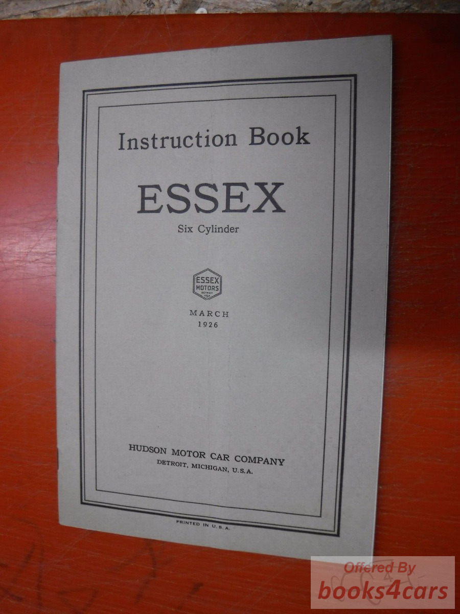 view cover of 1926 Hudson Essex Super Six Owners Manual