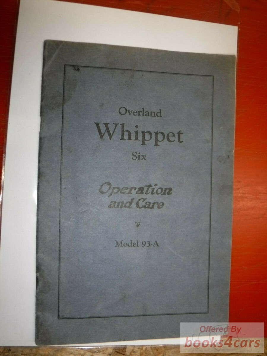 view cover of 1927 Six Owners Manual by Willys Overland Whippet