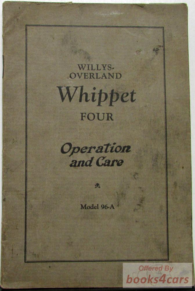 view cover of 1930 Four Owners Manual by Willys Overland Whippet
