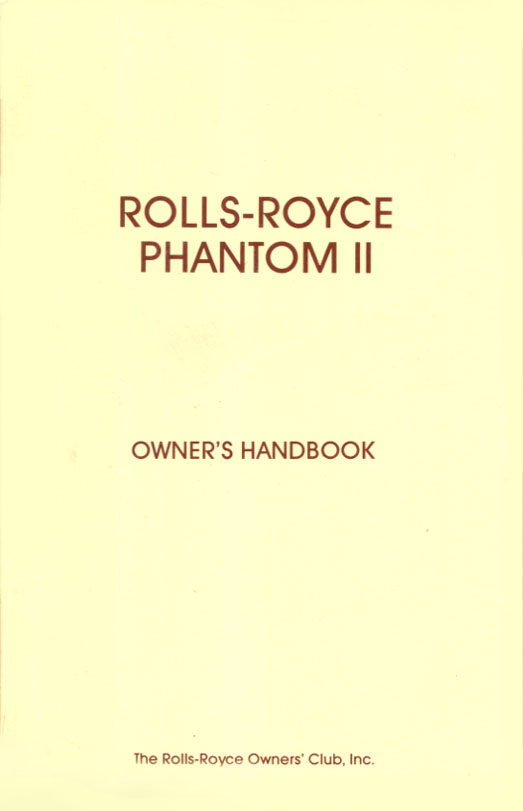 view cover of 1929-1935 Phantom II Owners Manual Handbook by Rolls Royce