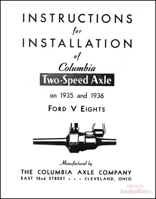 view cover of 1933-1934 Rear Axle Installation manual by Columbia, 11 pgs