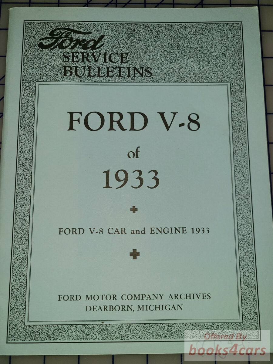view cover of 1933 Service Bulletins for car & V8 engine, 88 pgs