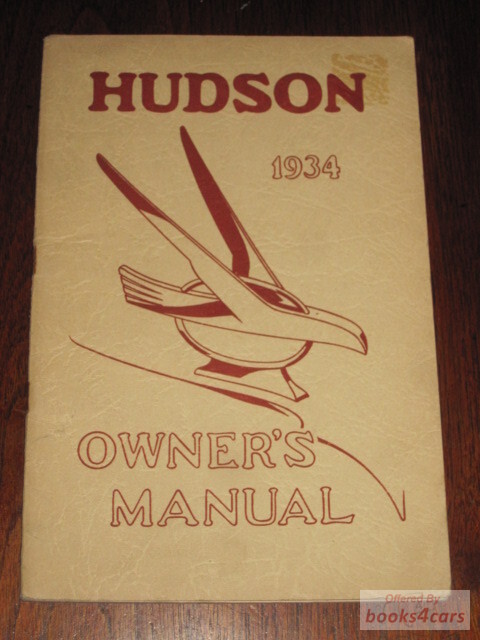 view cover of 1934 Hudson Owners Manual