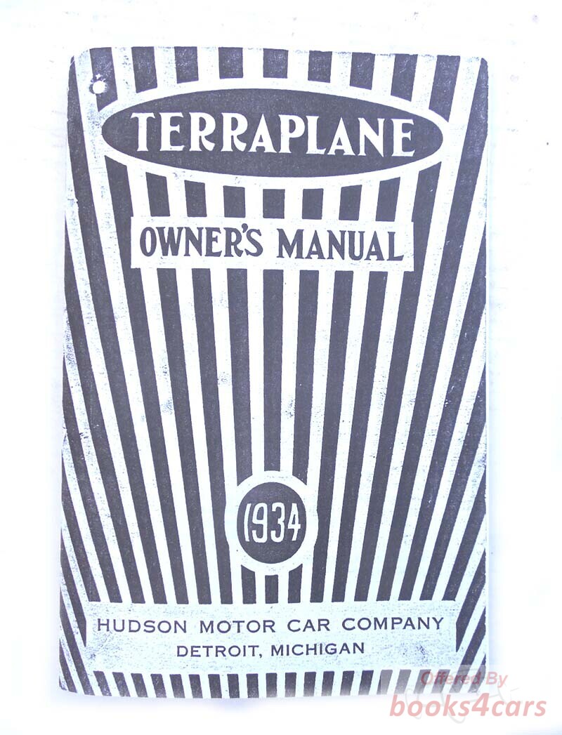 view cover of 1934 Hudson Terraplane 6 Six Owners Manual
