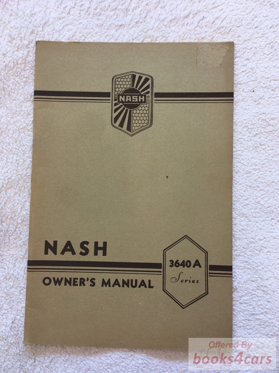 view cover of 1936 3640 series Owners Manual by Nash