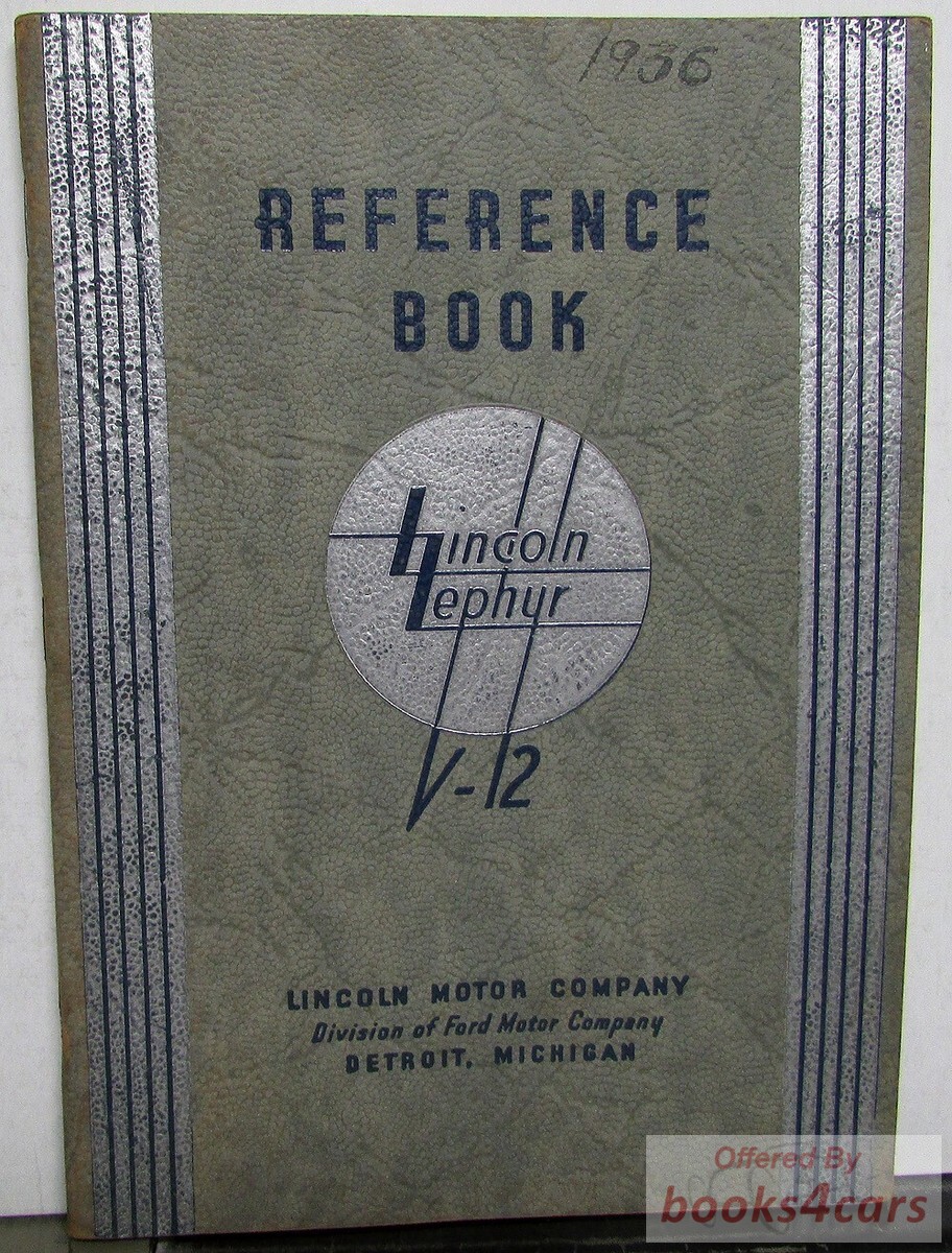 view cover of 1936 Lincoln Zephyr V12 Owners Manual