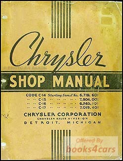 view cover of 1937 Shop manual for Chrysler 222 pgs