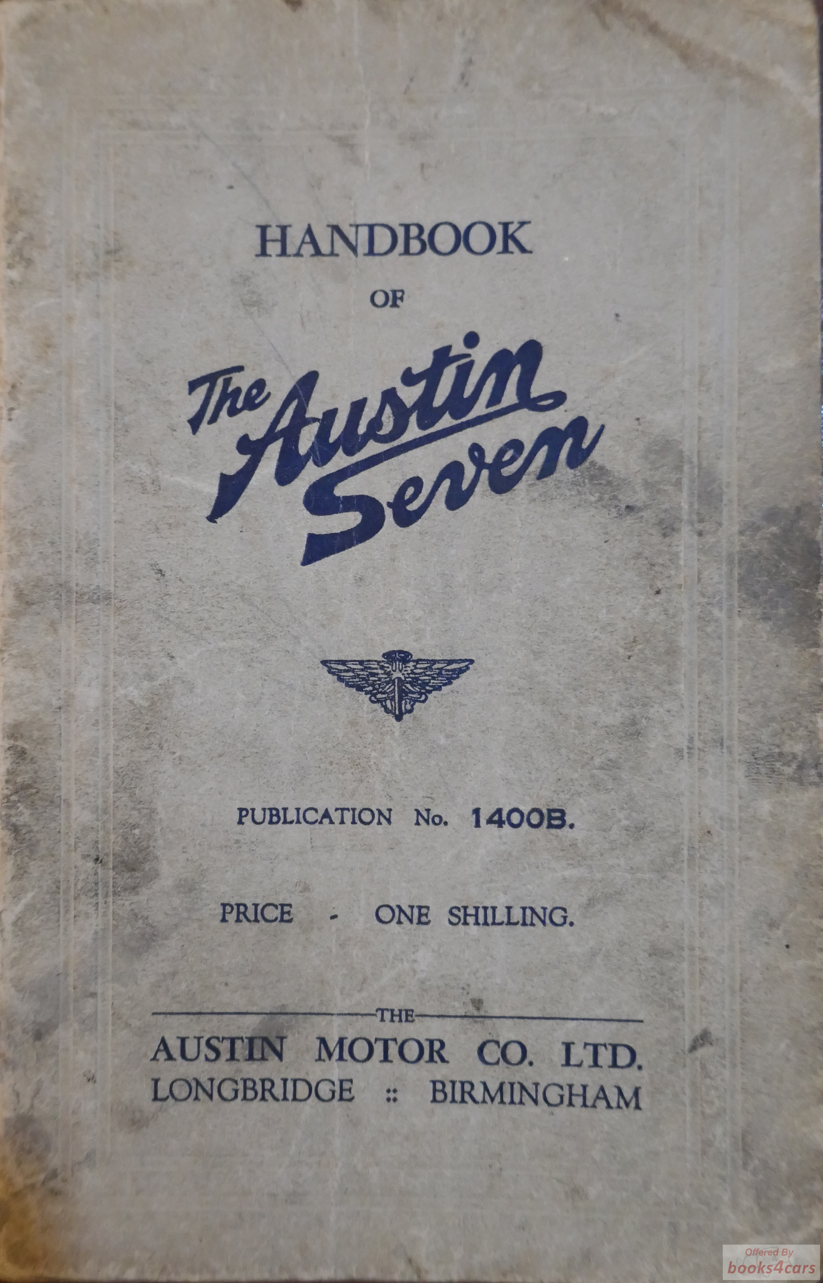 view cover of 1937 Austin Seven Owners Manual