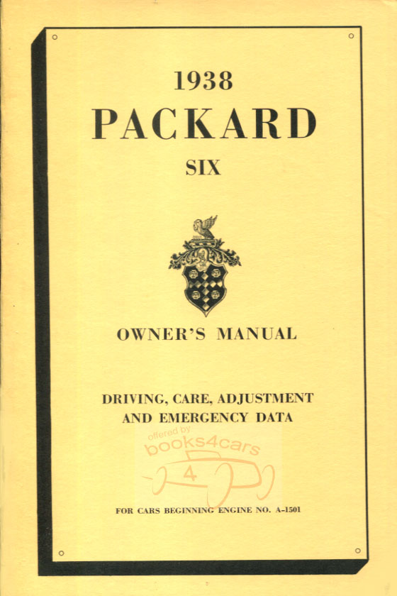 view cover of 1938 Six Owners manual by Packard: 48 pages