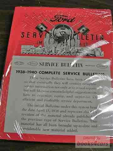 view cover of 1938-1940 V8 Service Bulletins by Ford, Lincoln and Mercury, 576 pages covers all car & truck models, includes 1932-37 revisions, Lincoln 1932-40 wiring diagram manual