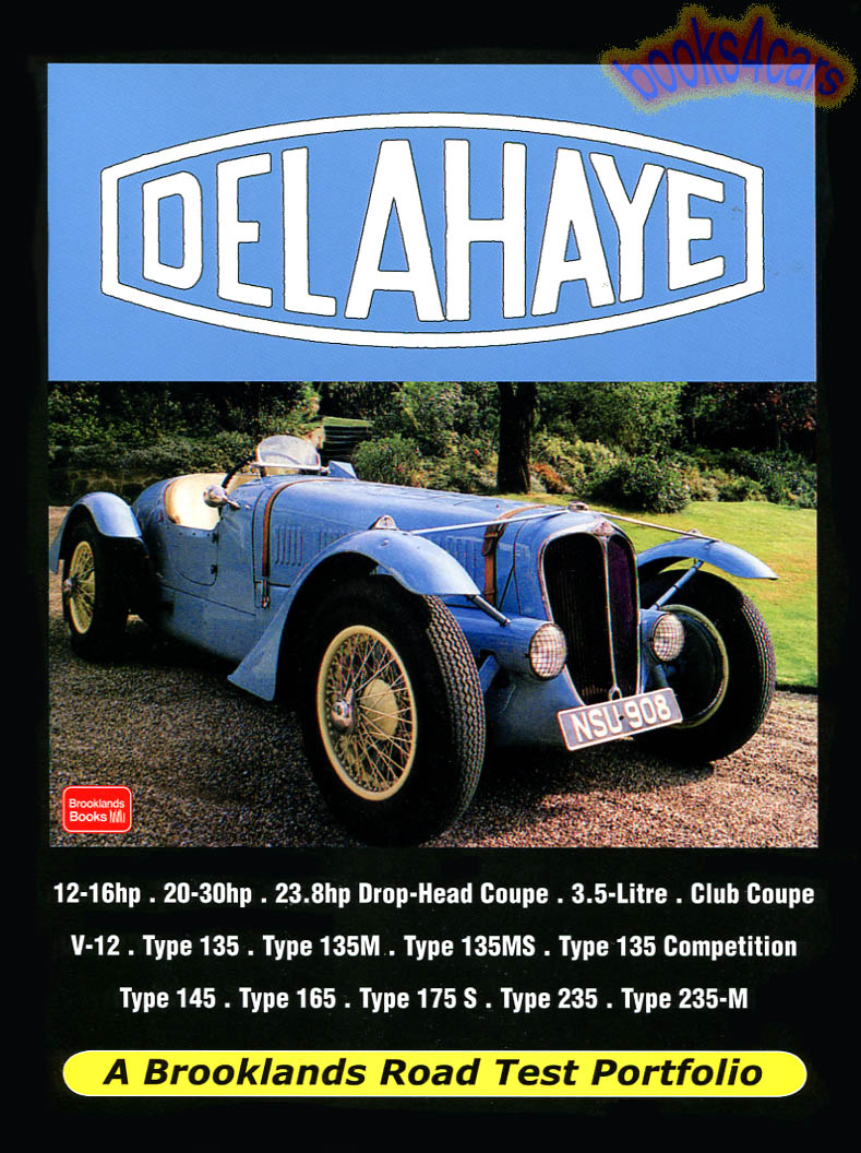 view cover of Delahaye 140 page Portfolio compilation of articles about Delahaye cars by Brooklands