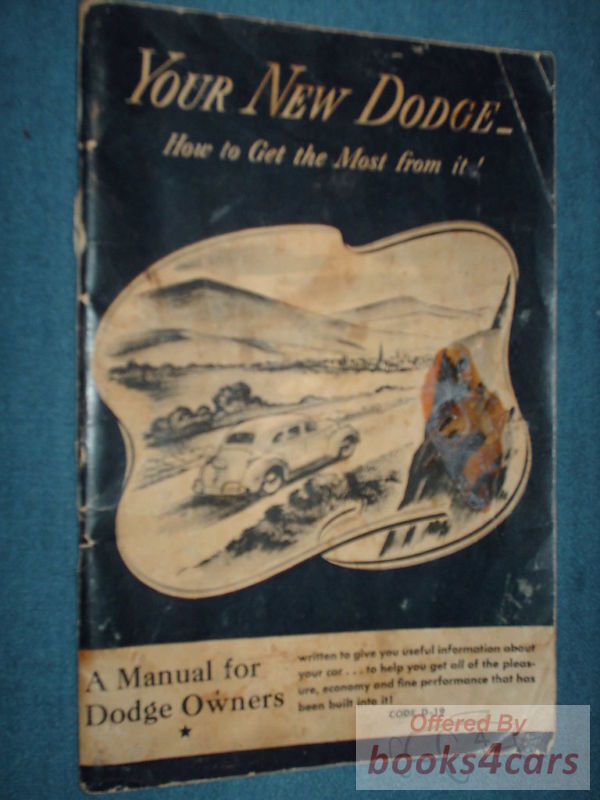 view cover of 1941 Dodge Owners Manual by Dodge D19 D-19