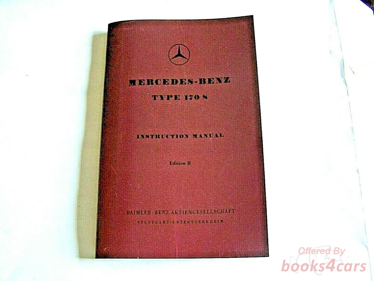 view cover of 170 S Owners Manual by Mercedes for 170S