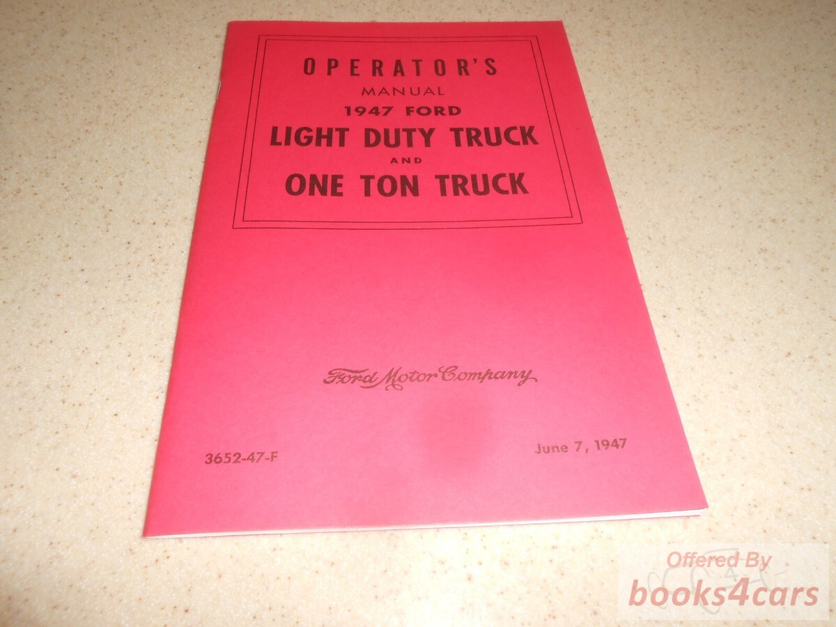 view cover of 1947 Owners manual for Ford Truck 1/2 ton to 1-ton