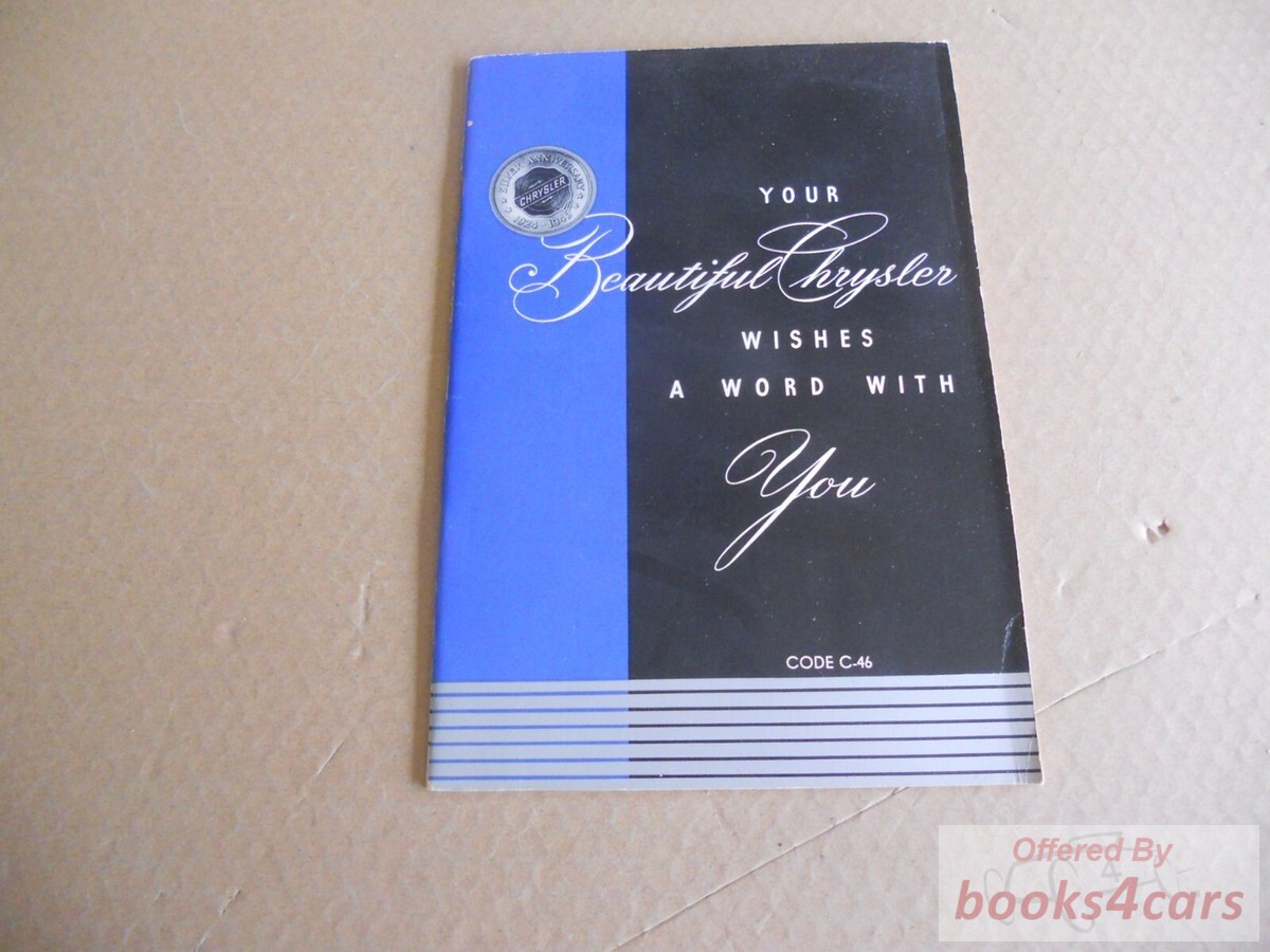 view cover of 1949 Owners Manual by Chrysler C46