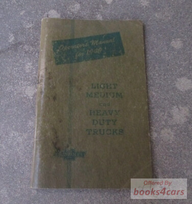 view cover of 1949 Owners manual by Chevrolet for Chevy truck light medium heavy all models