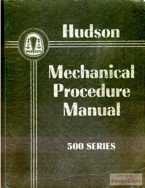 view cover of 1950 Mechanical Procedure Shop Manual by Hudson, covering the 500 Series 200 pgs