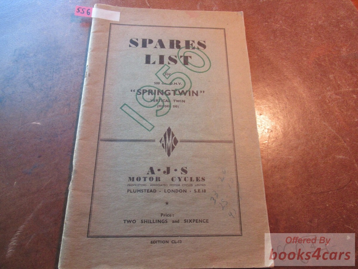 view cover of 1950 Shop Manual by AJS for Springtwin