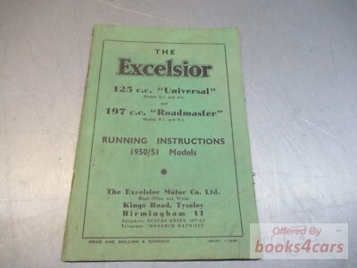 view cover of 1950 Instruction Manual by Excelsior for 98 & 125 cc 1950ca