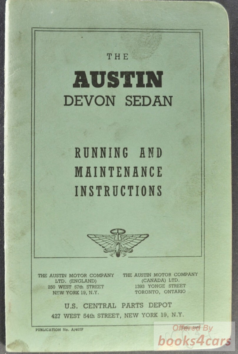 view cover of 1951 Devon Sedan Running and Maintenance Instructions by Austin '5.5'x'8.5'