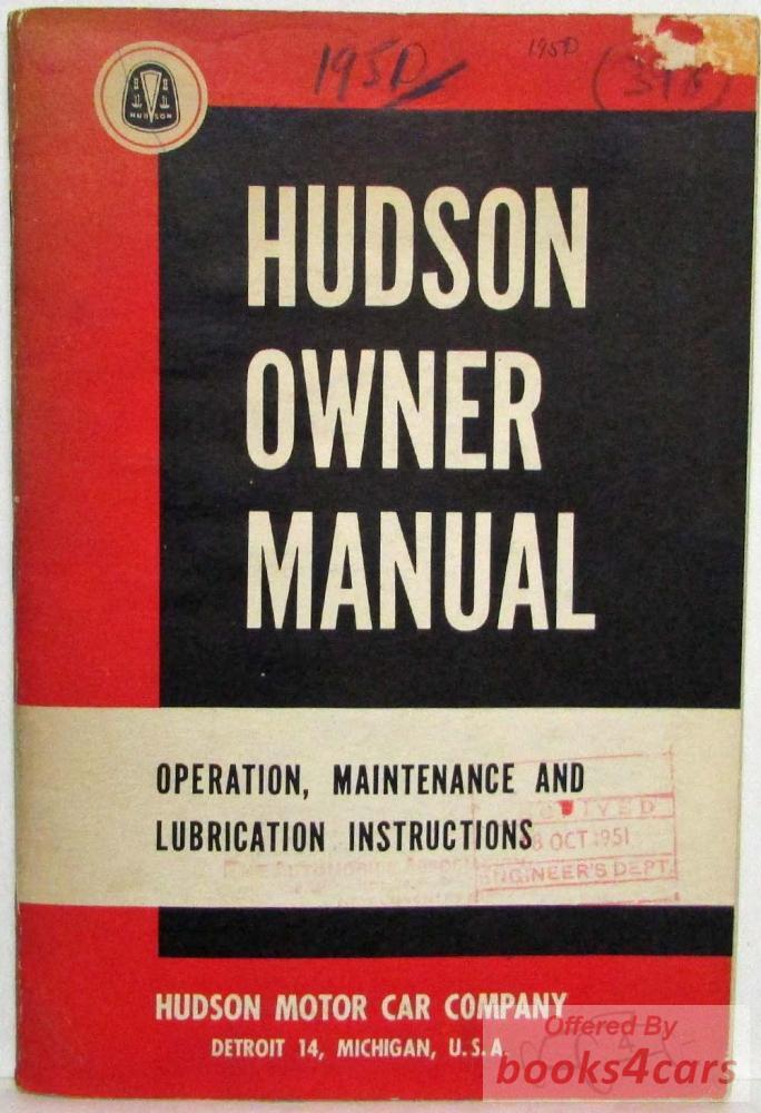 view cover of 1951 Owners Manual by Hudson