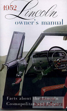 view cover of 1952 Owners Manual by Lincoln Cosmopolitan Capri 1952 65 pages