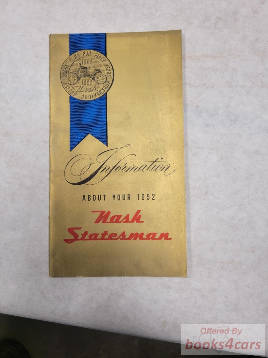 view cover of 1952 Statesman Owners Manual by Nash