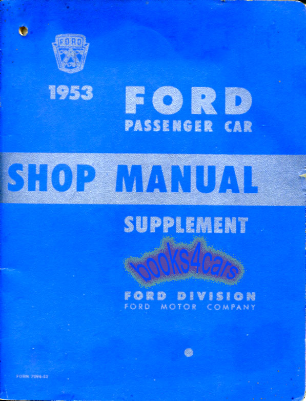 view cover of 1953 Car Shop Service manual Supplement by Ford. Supplement to '52 manual.