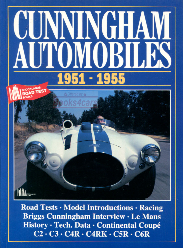 view cover of 1951-1955 Cunningham, 100 page portfolio of articles about early American sports cars, compiled by Brooklands