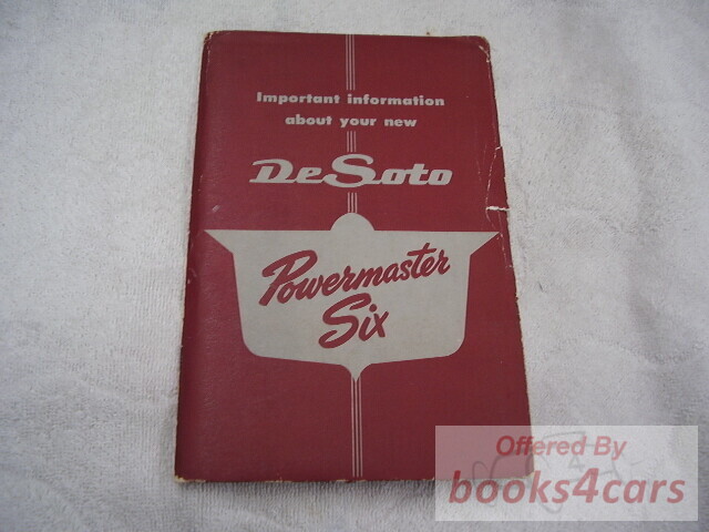 view cover of 1953 Powermaster Six Owners Manual by DeSoto