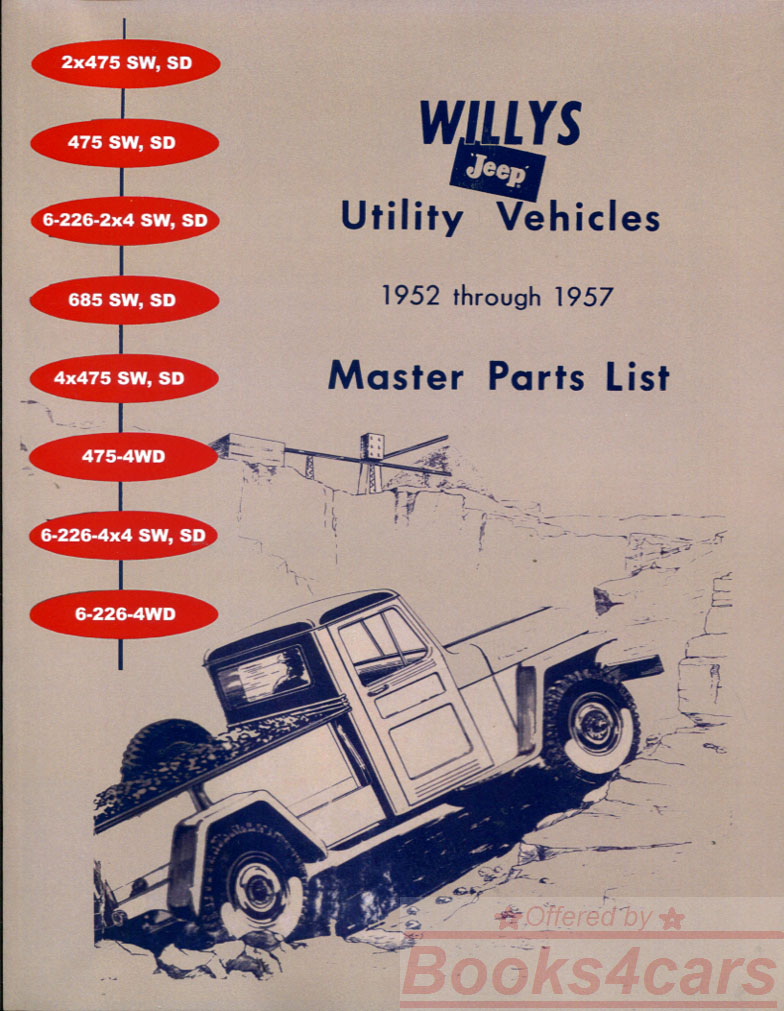 view cover of 1952-1957 Utility Station wagon pickup truck Illustrated Parts Manual by Willys Jeep 526 pages