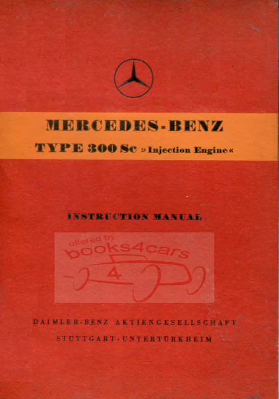 view cover of 1955-1958 300Sc Owners Manual by Mercedes for 300 Sc
