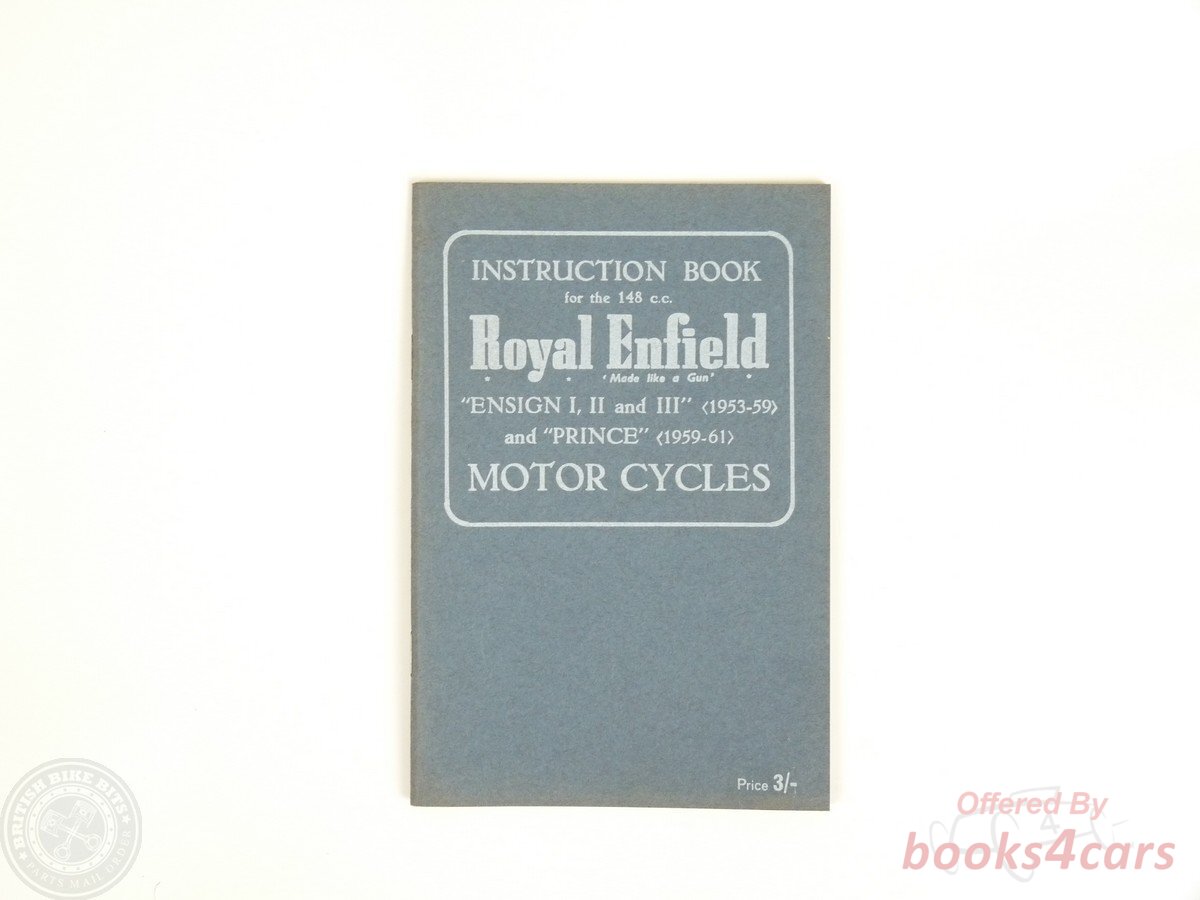 view cover of 1953-1959 Royal Enfield Ensign Prince Owners Manual by Royal Enfield Motorcycles