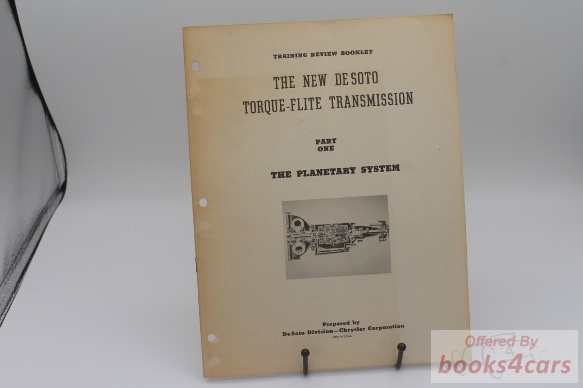 view cover of 1956 TorqueFlite Transmission Training Service Manual by De Soto