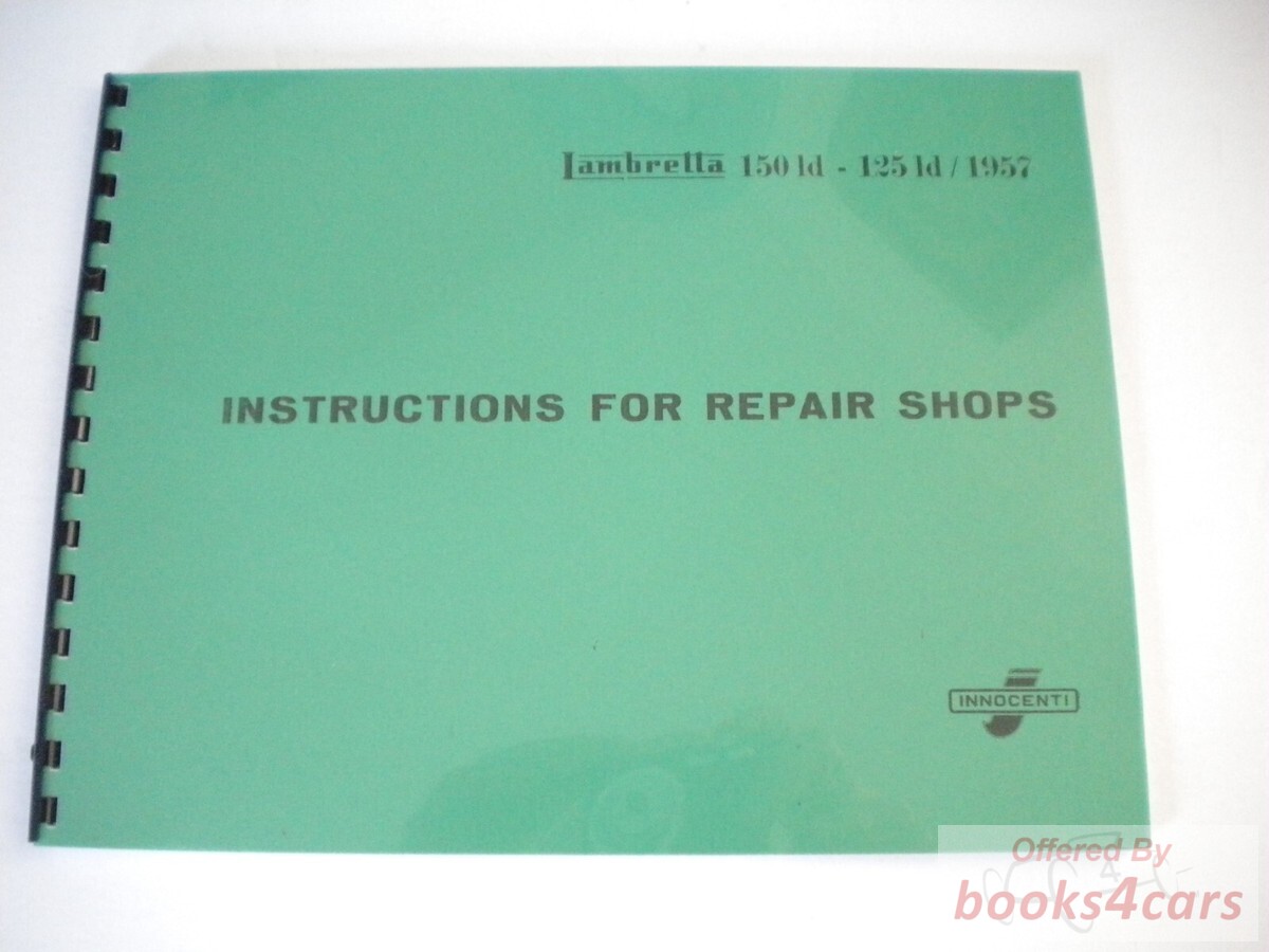 view cover of 1957 Shop Service Repair Manual by Lambretta for 150 D & LD 1957. 176 pages. 150D 150LD