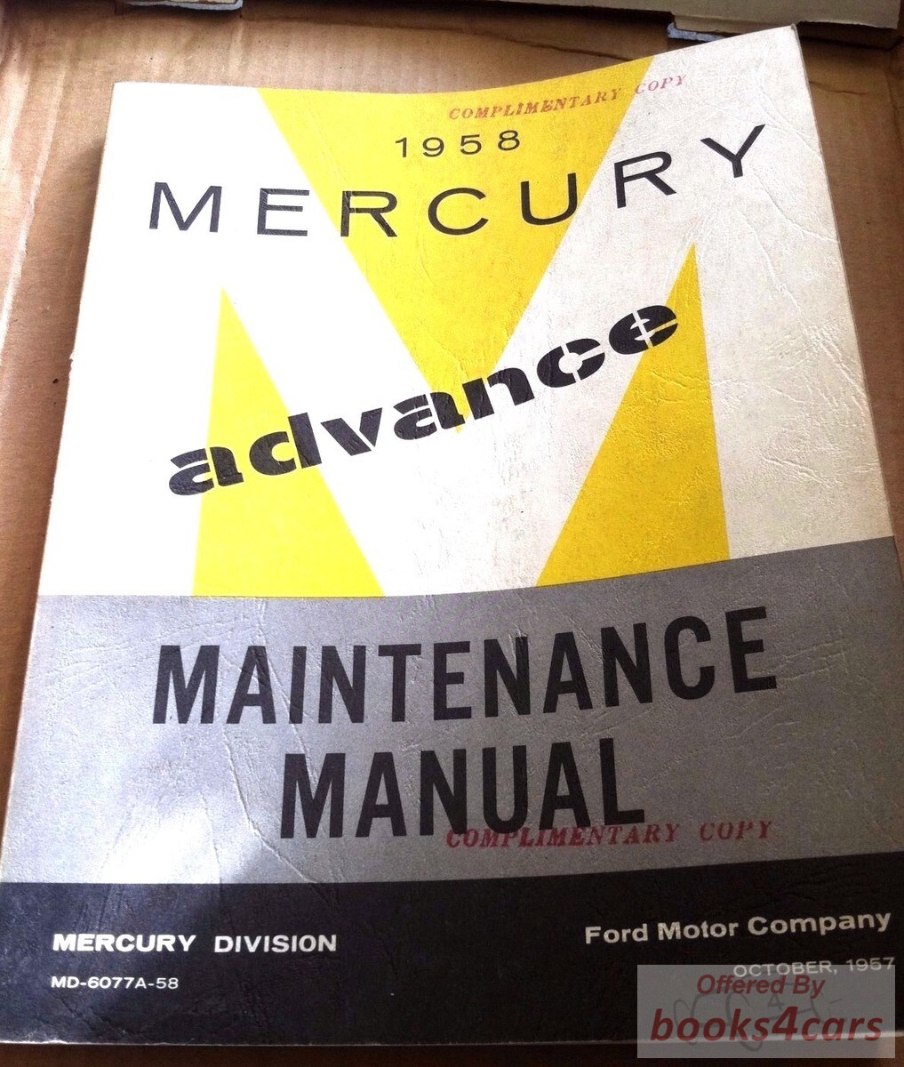 view cover of 1958 Advance Maintenance manual by Mercury