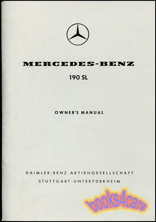 view cover of 1955-1963 190SL owners manual by Mercedes: 56 pages