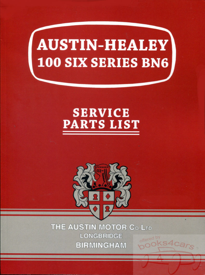 view cover of 1958-1960 100/6 Parts Manual BN6 100-6 by Austin Healey