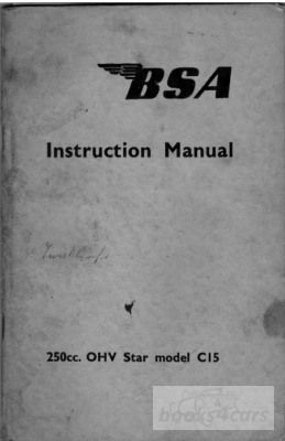 view cover of 1959 Instruction / Owners Manual by BSA for C 15m. S & T Motor 1959; C-15m., C15m. 64 pages.