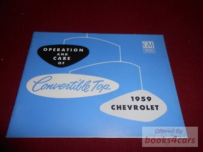 view cover of 1959 Convertible top Owners manual by Chevrolet