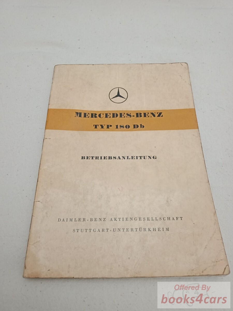 view cover of 1959-1961 180Db Owner's Manual by Mercedes for 180b in GERMAN LANGUAGE