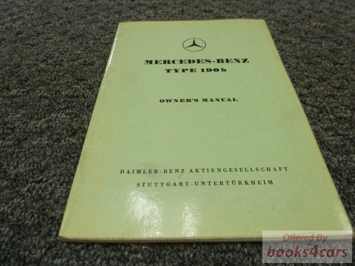 view cover of 1959-1961 190b Owners Manual by Mercedes for 190 b