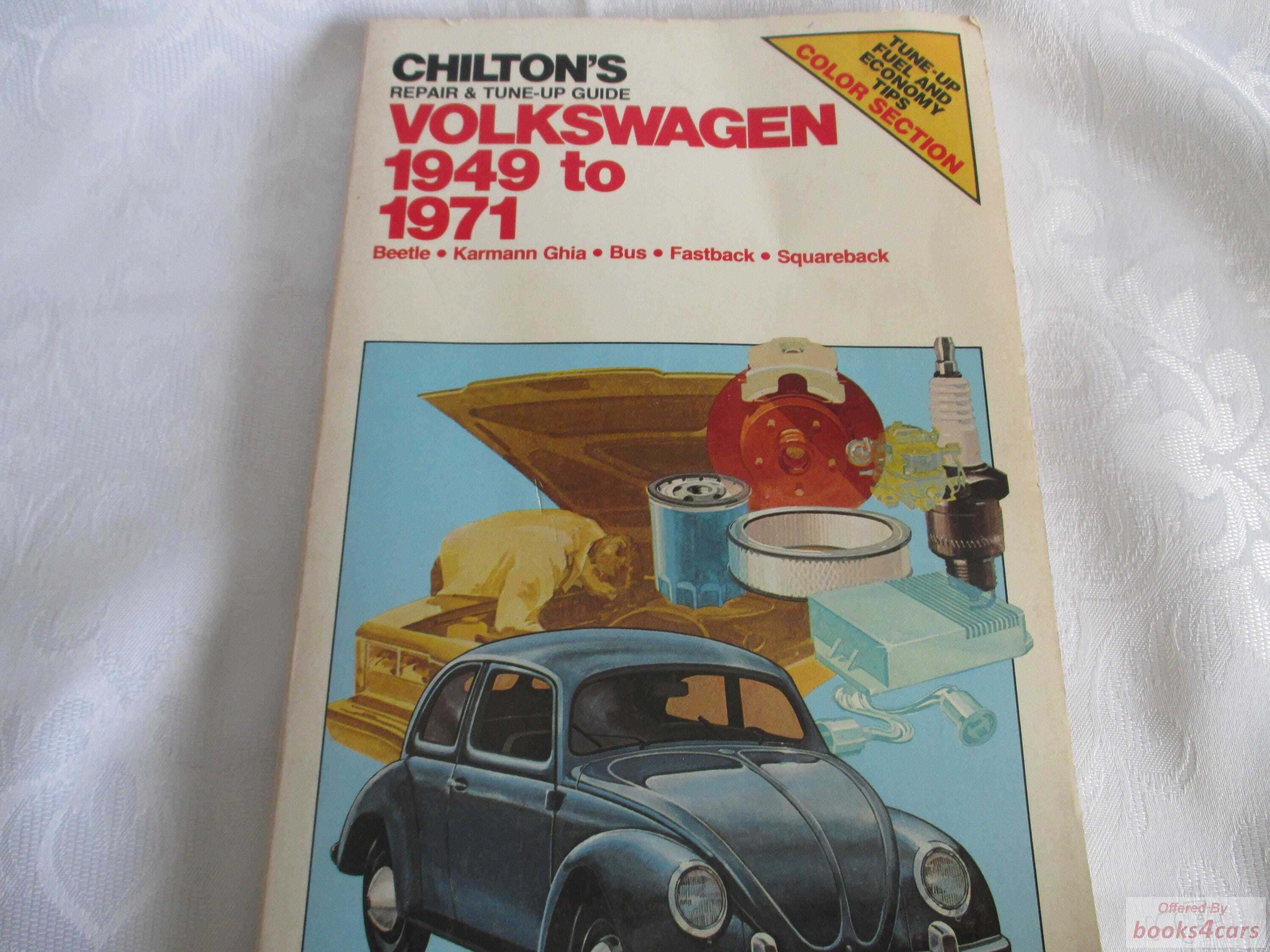 view cover of 1949-1971 VW Shop Service Repair Manual by Chiltons covering all Volkswagen incl beetle ghia bus fastback squareback Transporter 1200 1500 1600 & more