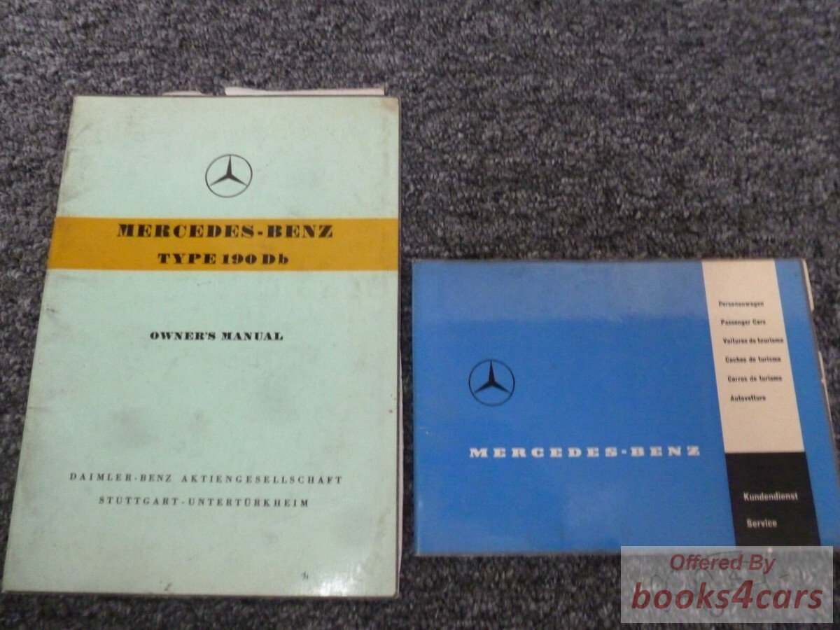view cover of 1959-1961 190Db Owners Manua lby Mercedes for 190 Db