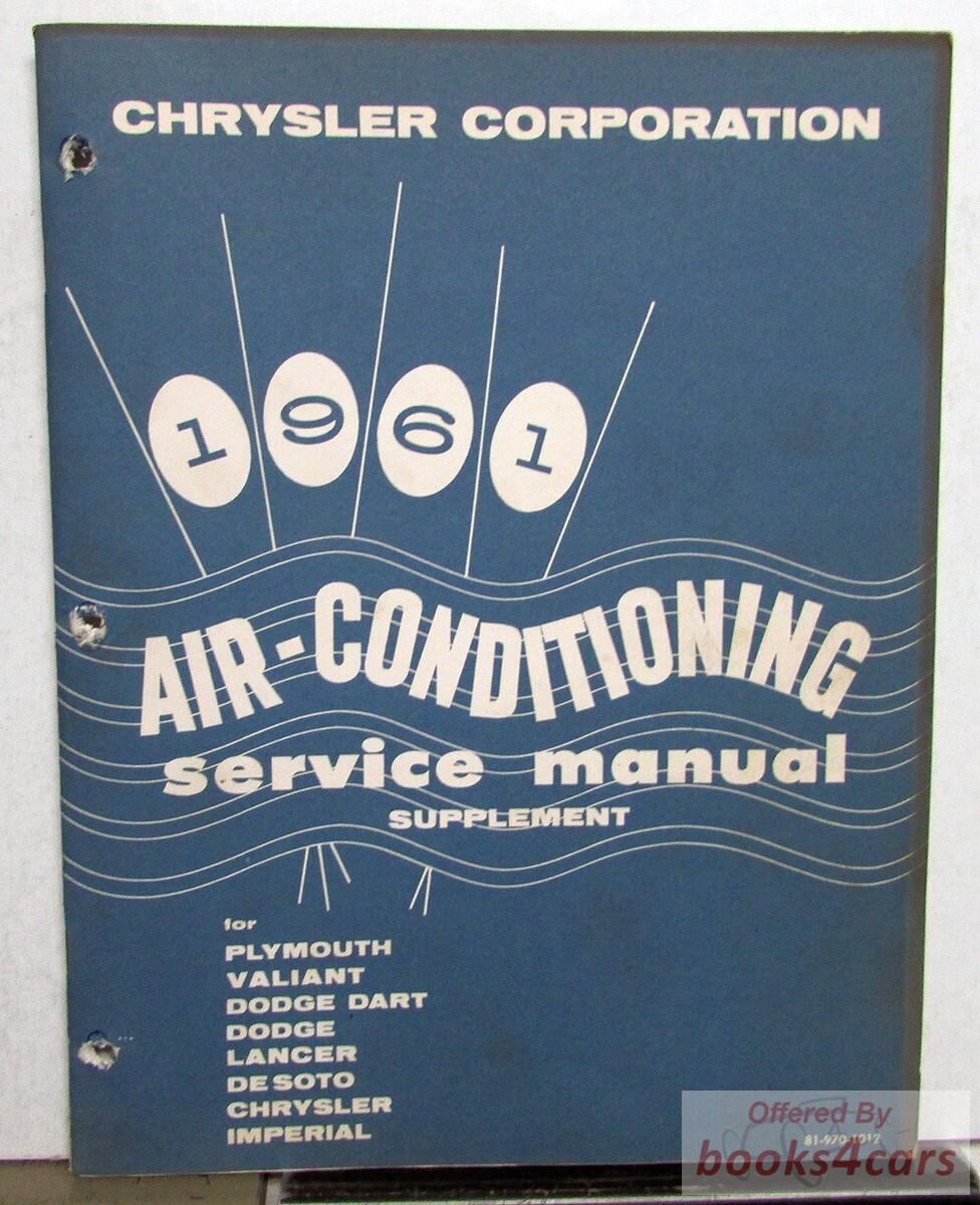 view cover of 1961 Air Conditioning Shop Service Repair Manual supplement for Plymouth Valiant Dodge Dart Lancer De Soto Chrysler Imperial