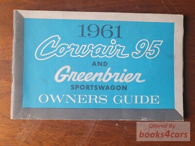 view cover of 1961 Corvair 95 and Greenbrier sportswagon owner's manual by Chevrolet