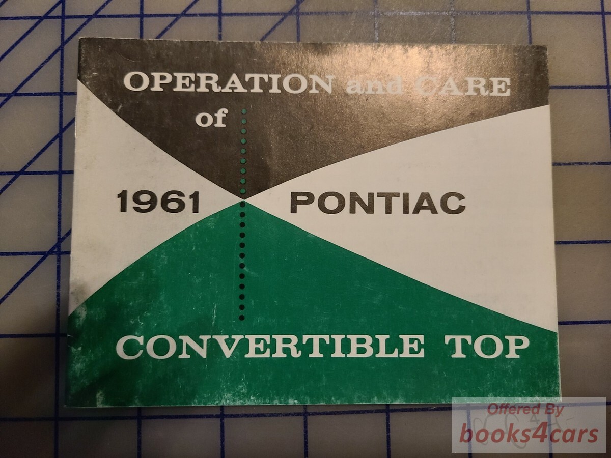 view cover of 1961 Convertible Top Owners manual by Pontiac
