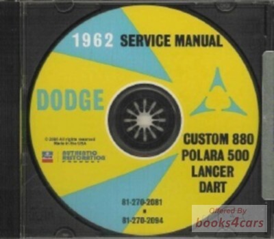 view cover of 1962 Dodge Shop Manual Custom 880 Polara 500 Lancer Dart on CD-Rom